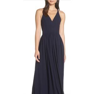Lulus Everlasting Beauty Blue Maxi Dress Small Lace Back V-Neck Formal Evening